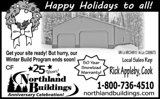 Happy Holidays To All!, Northland Buildings, Little Falls, MN